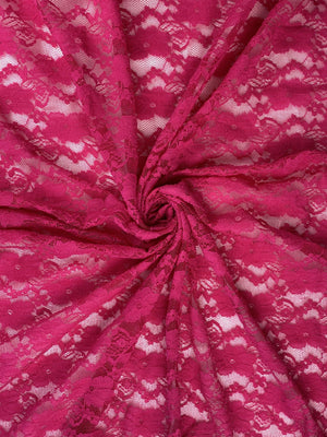 Stretch Hot Pink Lace Fabric 58 Inches Wide Sold by Yard 