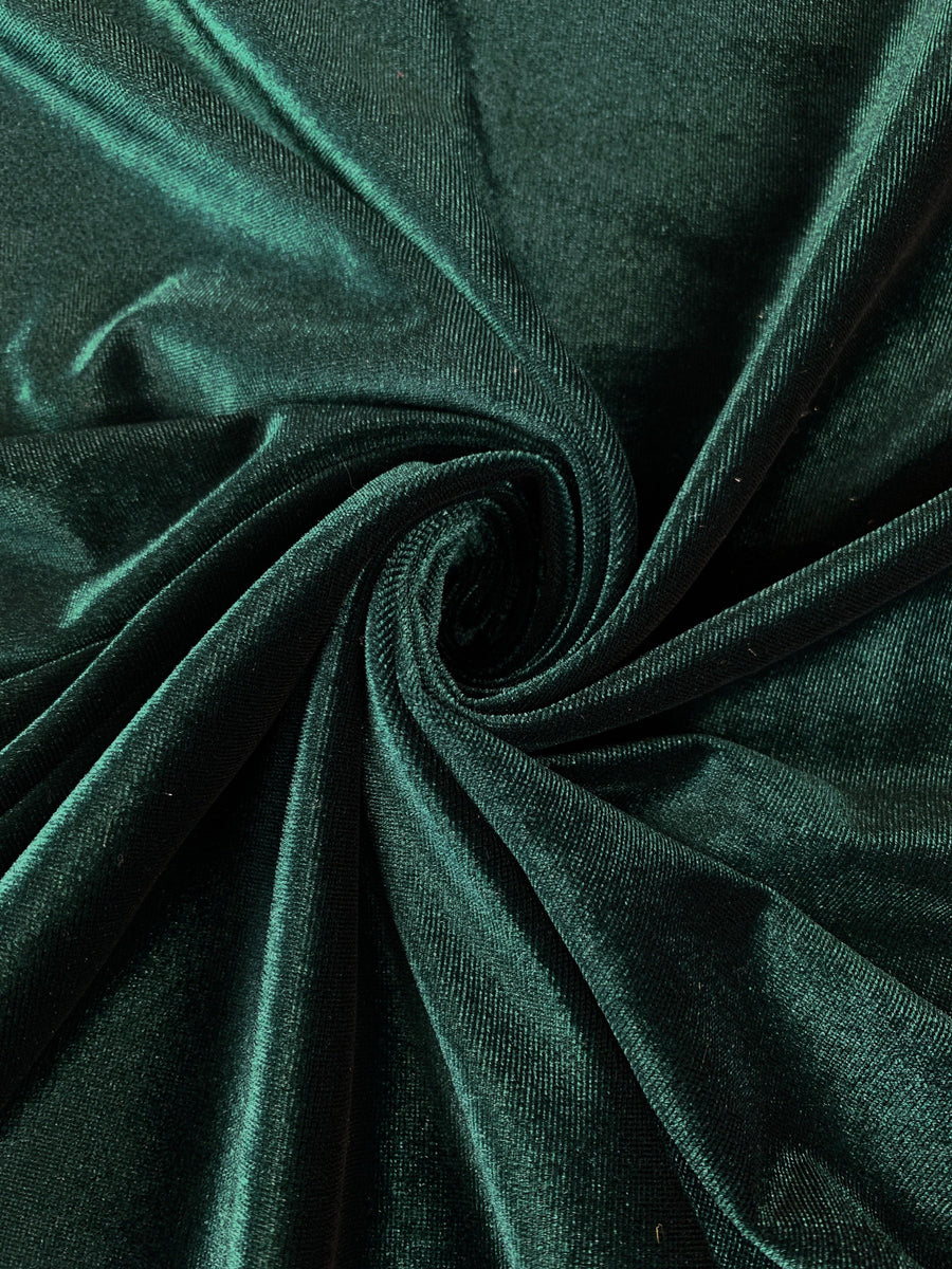 Hunter Green Stretch Velvet Fabric - Fabric by the Yard