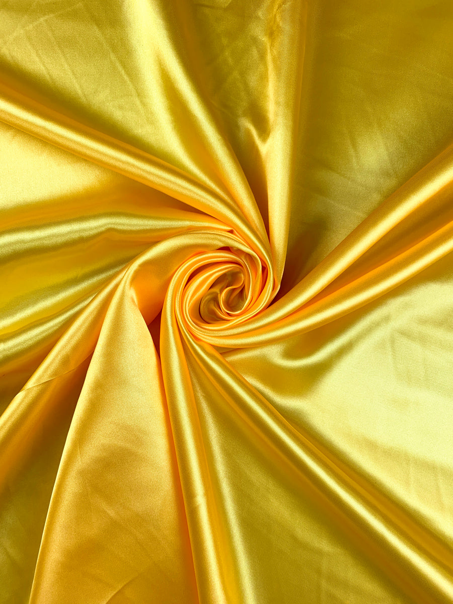 1 MTR SHINY YELLOW GOLD SATIN LIGHT WEIGHT SOFT POLYESTER LINING FABRIC 58”  WIDE
