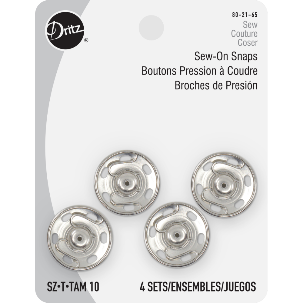 Dritz Sew-On Snaps 8/Pkg-Nickel-Plated Brass Size 1 