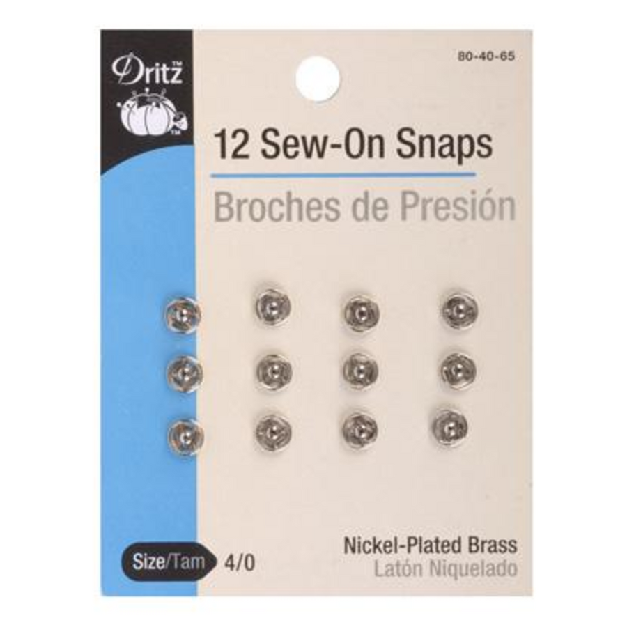Dritz Sewing Snaps sew-on Nickel-plated Brass size 4 15mm large