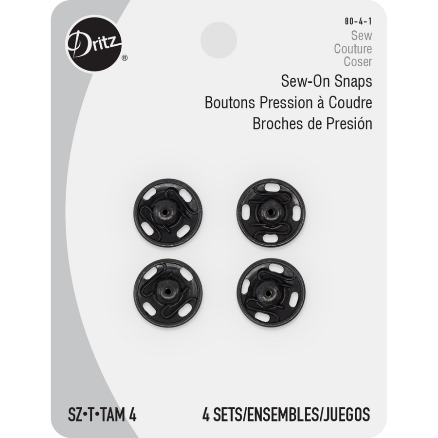 Dritz Sew-On Snaps Black Size 1