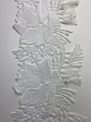White Floral Fringe - FabricPlanet