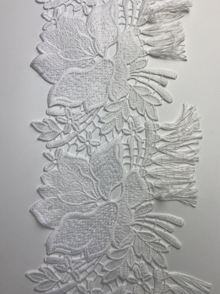 White Floral Fringe - FabricPlanet