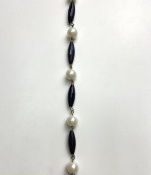Black Bead with Fake Pearl trim - FabricPlanet