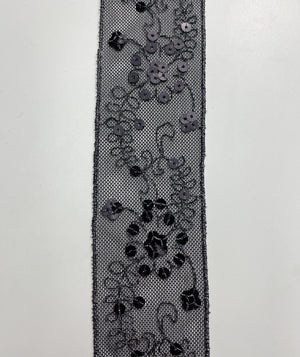 Black Floral Sequin Lace - FabricPlanet