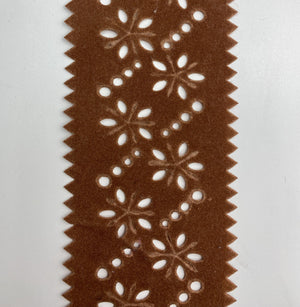 Brown Floral Laser Cut Velvet Trim - FabricPlanet