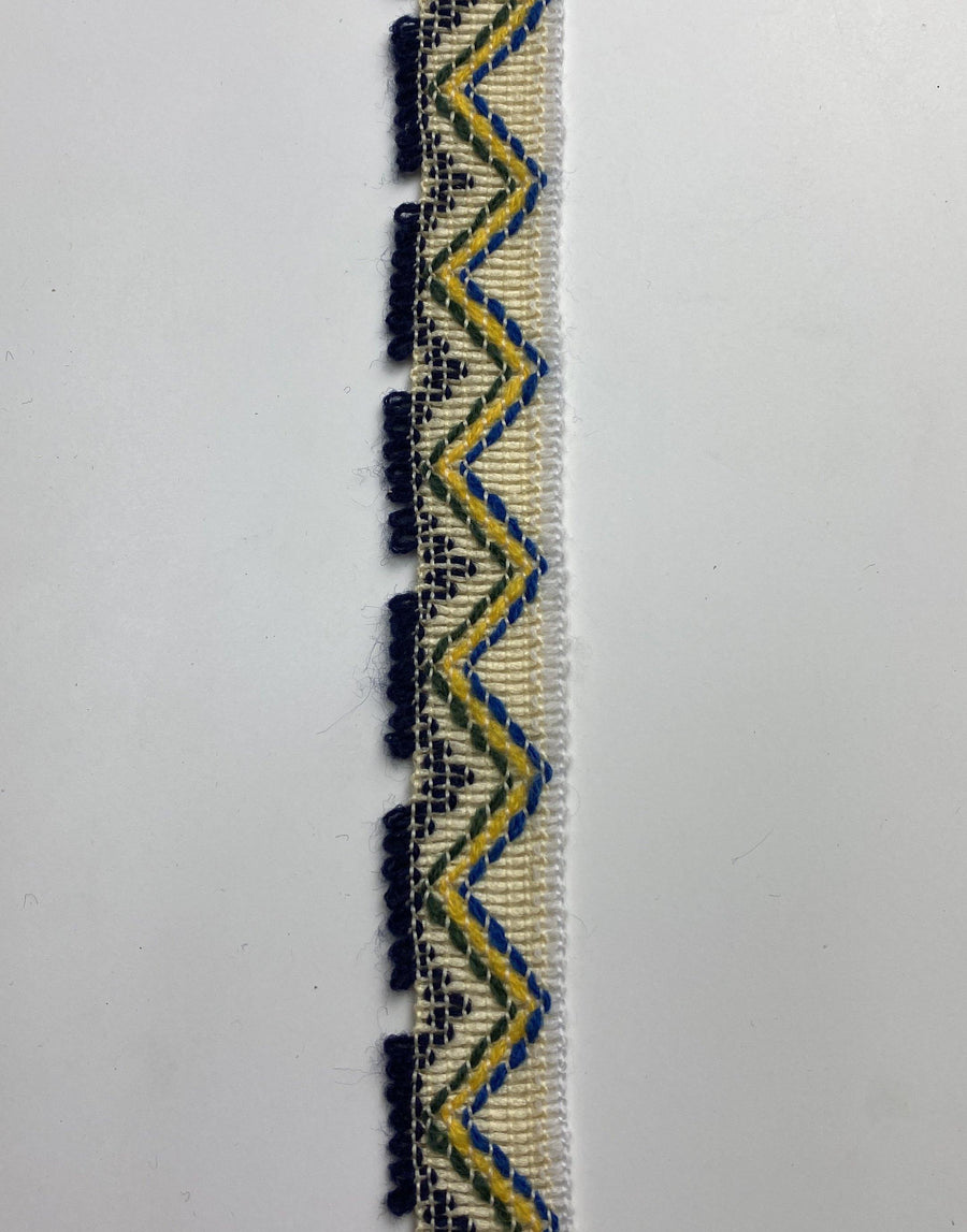 Ivory, blue and yellow zig zag - FabricPlanet