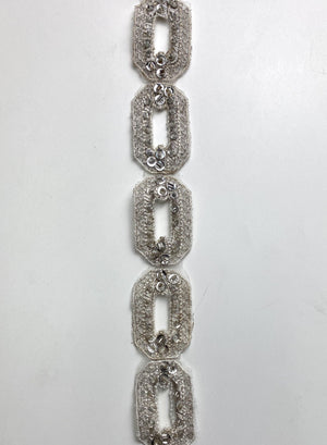 Silver Beaded Oval trim - FabricPlanet